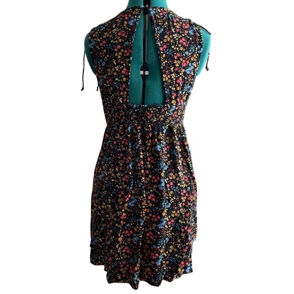 American Eagle Floral Mini Sundress - Size Medium, Black/Pink/Yellow - Picture 2 of 8